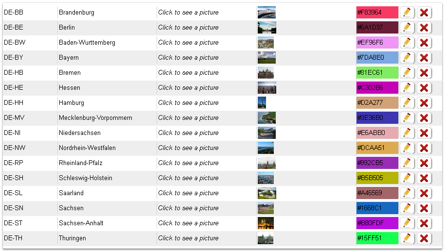 Germany Interactive Map Settings