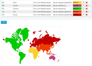 Interactive World Continents Map Settings