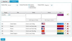 Interactive World Map Settings